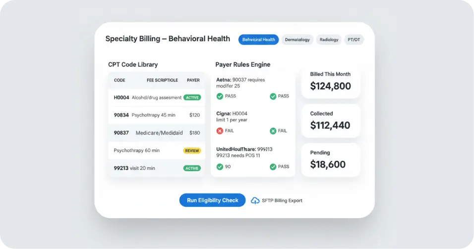 Specialty-Specific Billing Platform