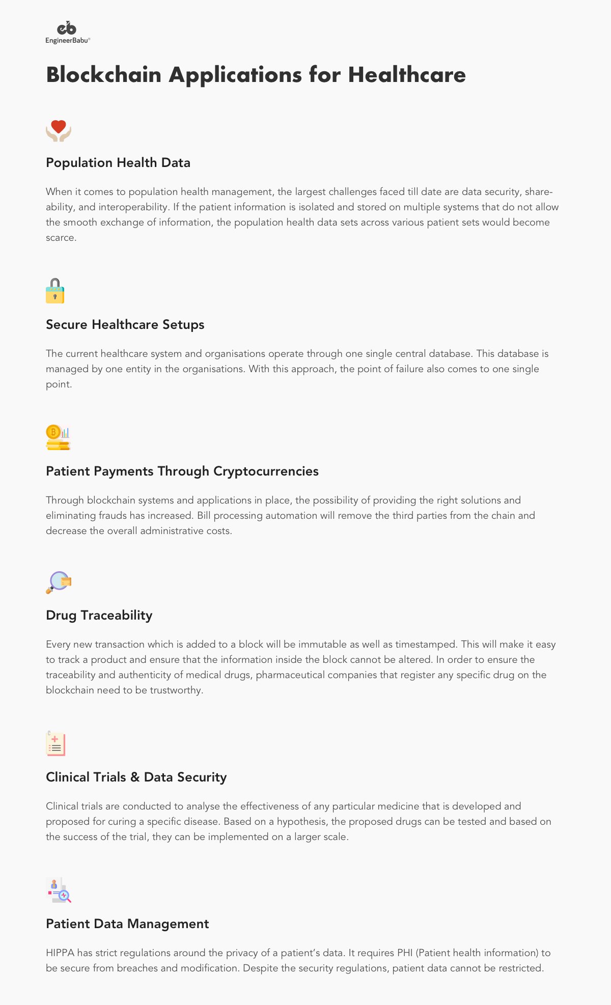 Blockchain Applications for Healthcare