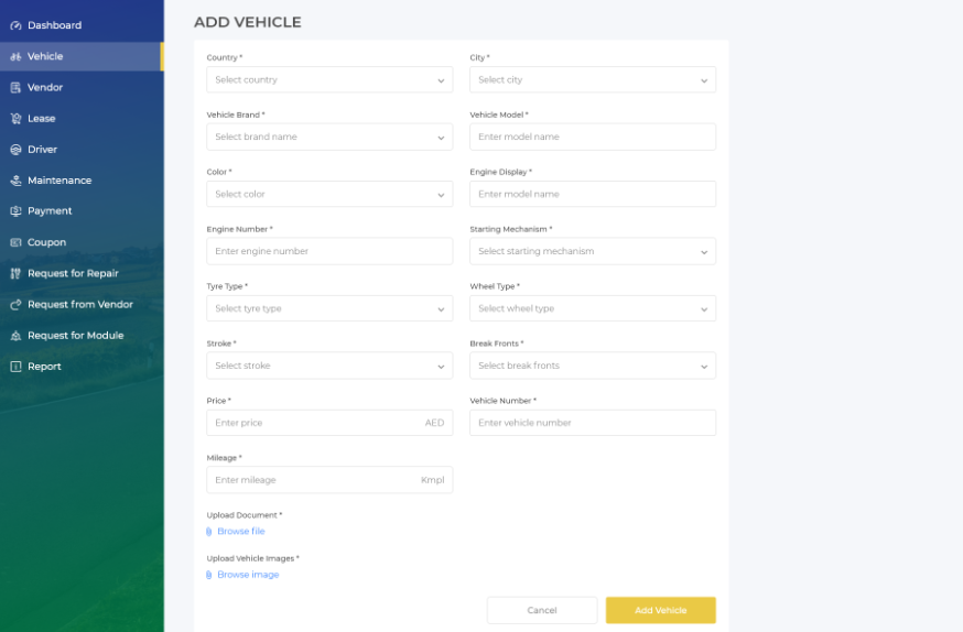 Vehicles module of rental bike app