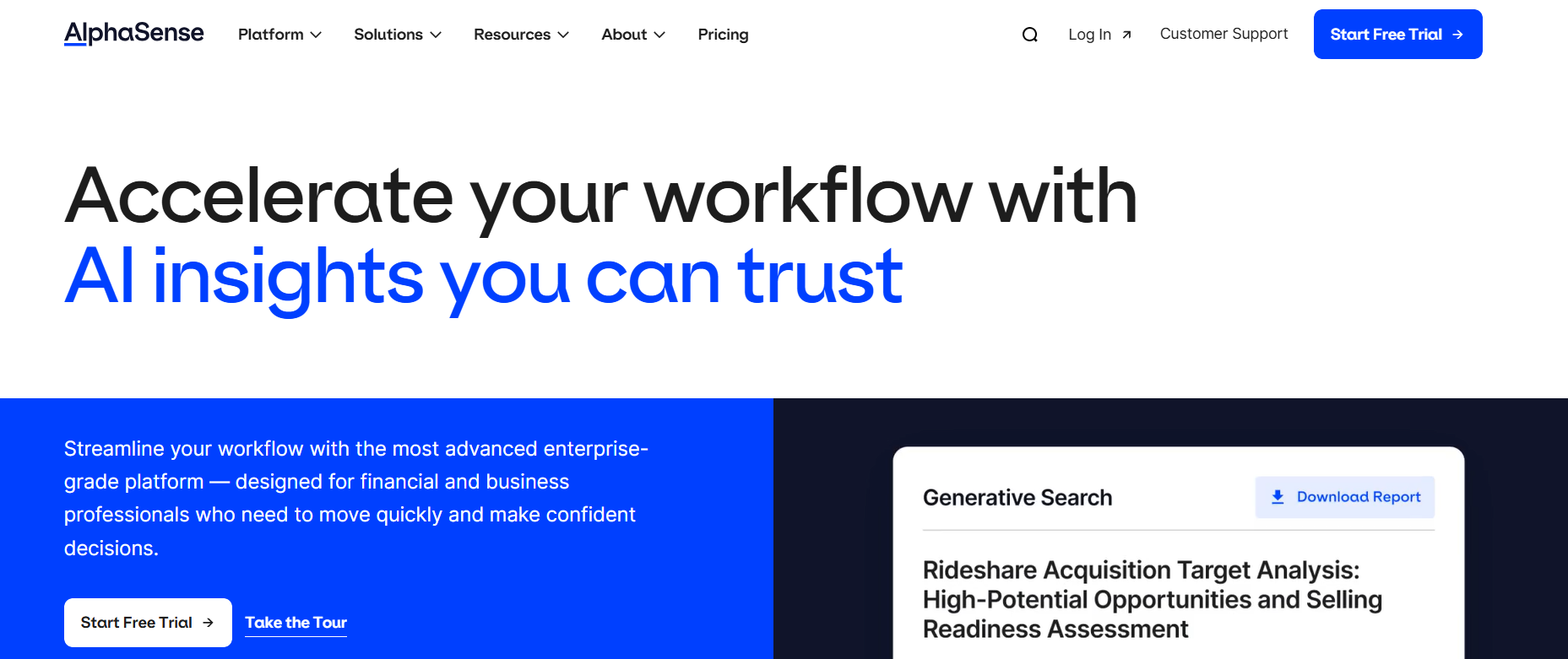 alpha sense - ai tool for market research