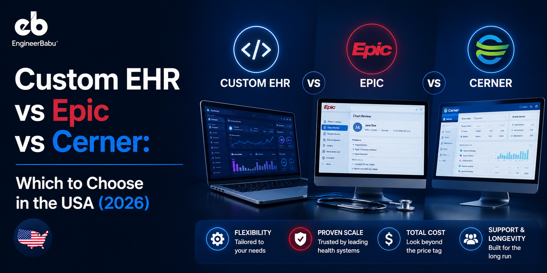 Custom EHR vs Epic vs Cerner: Which to Choose in the USA (2026)