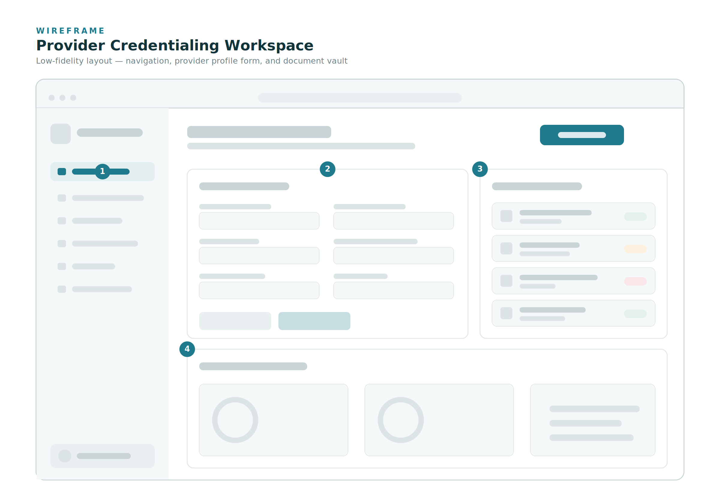 How to Build a Healthcare Credentialing Platform - CAQH Integration, PSV Automation, Payer Enrollment 2026 3 1 wireframe