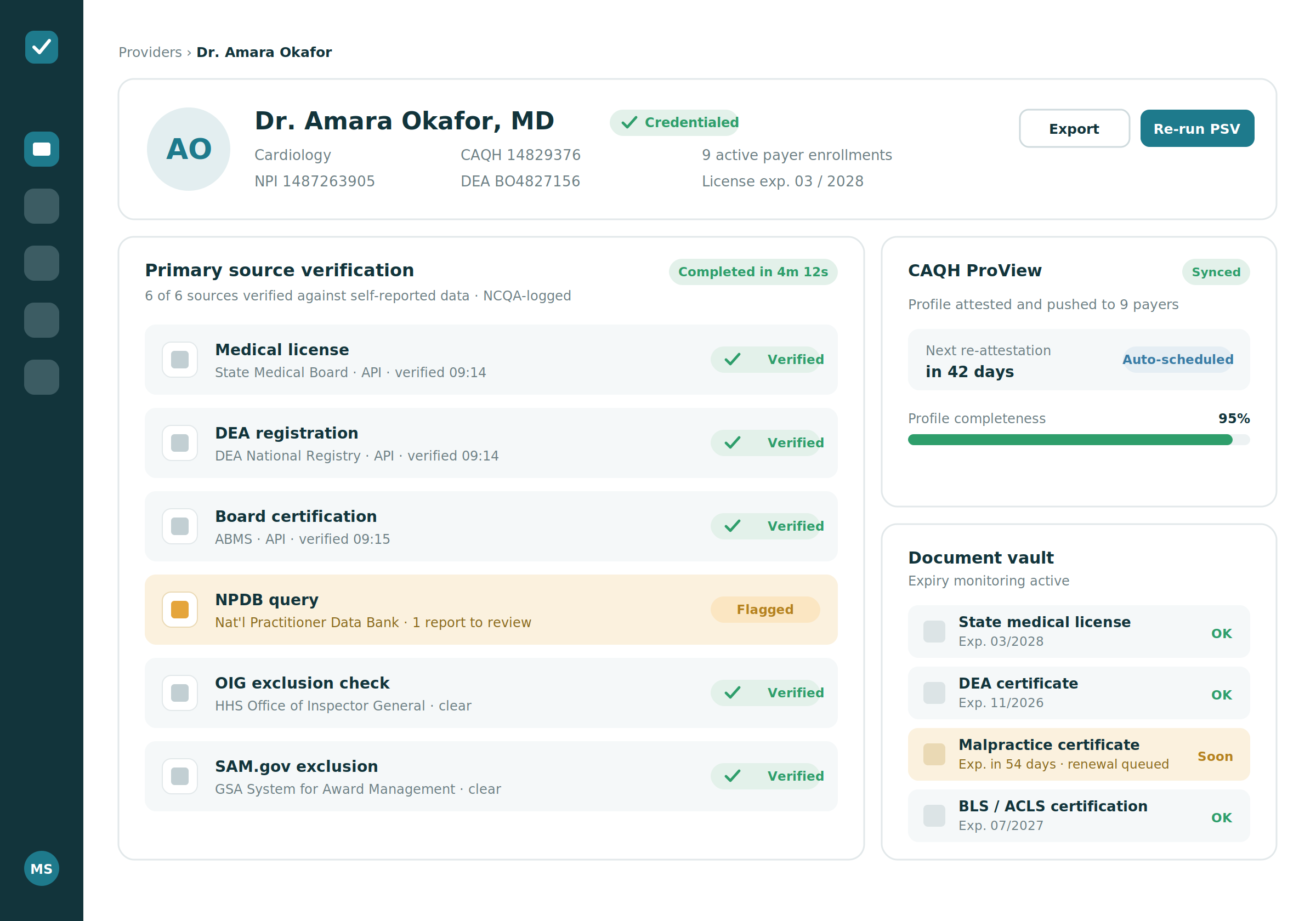 How to Build a Healthcare Credentialing Platform - CAQH Integration, PSV Automation, Payer Enrollment 2026 4 3 app design