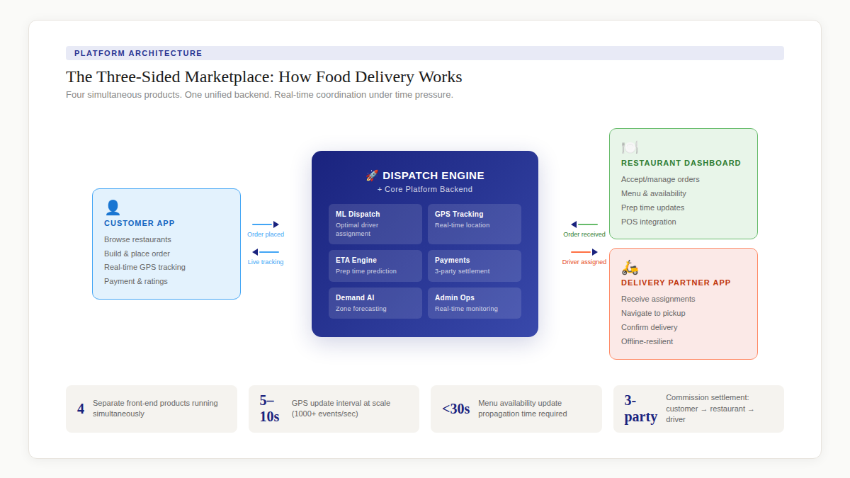 Three-sided marketplace architecture diagram