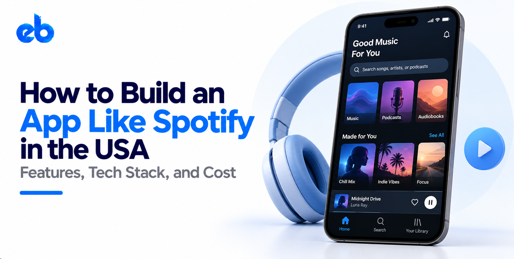 How to Build an App Like Spotify in the USA: Licensing, Features, Tech Stack, and Cost